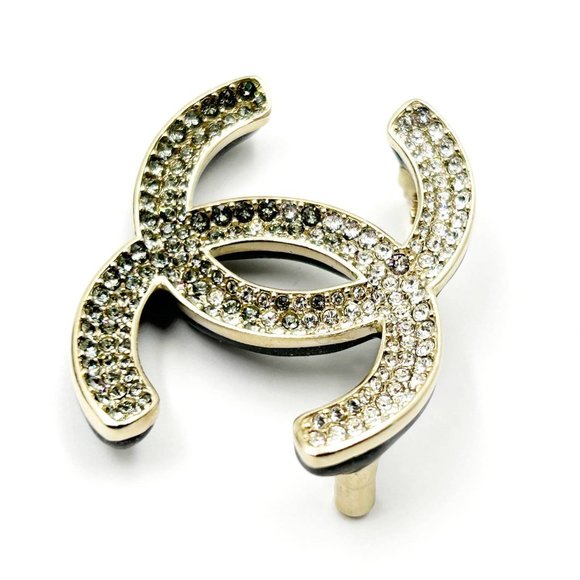 Chanel Brand New Silver Grey Ombre Black Curve Brooch - Picture 3 of 4